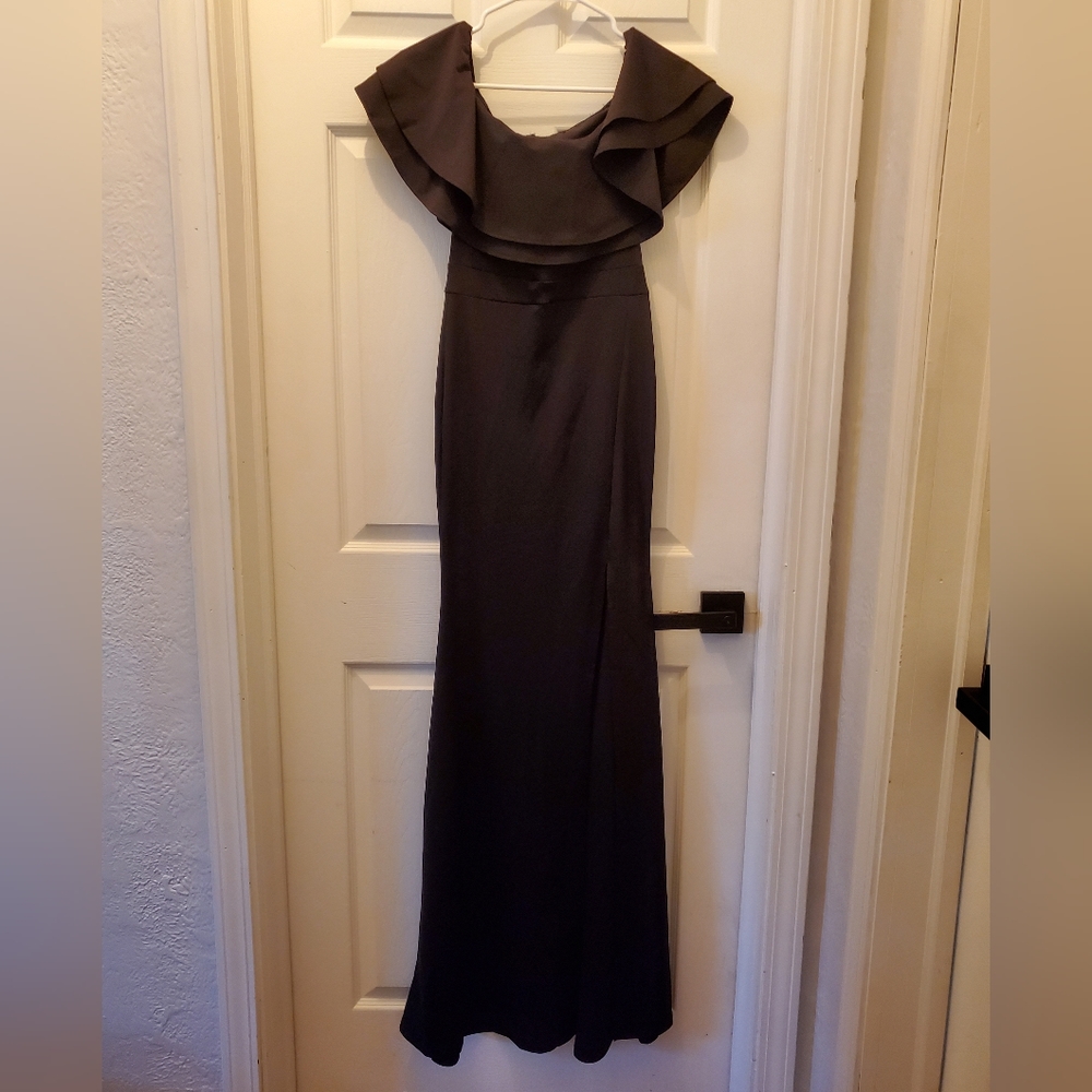 Off the Shoulders Evening Gown Side Slit